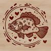 Love Heart Crappie Fish Illustration A colorful illustration of a Crappie fish with love hearts surrounding its body.