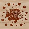 Vibrant Crappie Fish with Heart Accents A colorful illustration of a wild Crappie fish with heart symbols surrounding it.