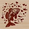 Crappie Fish with Love Emblems A close-up illustration of a Crappie fish, depicted with love hearts surrounding it.