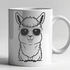 Trendy Alpaca with Shades An illustration of a smiling alpaca wearing trendy sunglasses and sunglasses lenses.