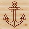 Nautical Anchor Icon in Simple Design Anchor with rope in a simple line drawing style.