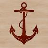 Illustrative anchor design with nautical elements.