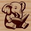 Elephant Reading Scene Vector Art An illustration of a elephant holding a book, suitable for clip art or vector design projects.