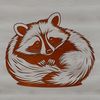 A graphic representation of a raccoon designed as a digital stencil for cutting machines or laser engraving.