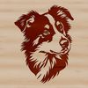 Friendly Aussie Breed Icon A depiction of a friendly-looking Australian Shepherd dog with its head tilted slightly to one side.