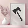 Handheld Metal Cutting Tool Design A 2D illustration of a metal axe head and handle, suitable for cutting machine stencils or vector design projects.
