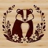 Wild Flower Encounter A detailed illustration of a wild badger amidst flowers.