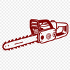 A graphic illustration of a chainsaw, suitable for vector art projects.