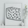 Wedge-Shaped Cheese Icon A detailed, high-quality vector illustration of a wedge-shaped cheese, ideal for digital crafts and design projects.
