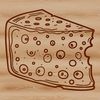 A digital illustration of a wedge-shaped block of cheese, created as a vector graphic.