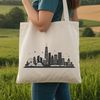 City Skyline Vector Art Design A stylized illustration of a city skyline with modern skyscrapers and bustling streets.