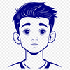 Simple Vector Character A young boy standing alone in a simple background, created as a vector graphic.