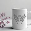Delicate Angel Wing Design in Vector Format A pair of angel wings made up of delicate curves and shapes in a vector format.