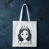 Illustrated princess character in a regal pose, suitable for various design projects.