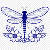 Delicate Floral Dragonfly Design A colorful dragonfly illustration featuring delicate floral patterns in its wings and body.