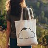 Cloud Silhouette A stylized illustration of a white puffy cloud against a light blue sky background.