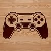 A stylized game controller illustration A simple graphic representation of a video game controller.