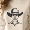 Rugged Western Illustration A traditional cowboy illustration designed as a vector graphic.