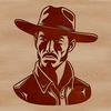 A digital illustration of a cowboy in a classic pose, suitable for vector design projects.