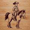 A male cowboy riding a horse in the open range.