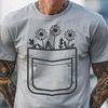 Wild Floral Pouch Design A hand-drawn design featuring a wild flower motif in a decorative pocket shape, ideal for vector art and commercial use.