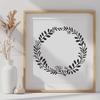 Floral Wreath SVG Cut File A floral wreath design created using vector art, suitable for digital cutting machines like Cricut.