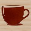 A simple illustration of a standard-sized coffee cup with handle.