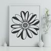 Blooming Daisy Graphic An SVG graphic representation of a single blooming daisy with petals and center.