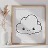 Simple White Cloud Silhouette A stylized illustration of a white cloud in a clear blue sky.