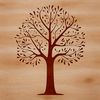 An editable vector graphic of a single tree trunk and foliage.