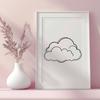 White Cloud Silhouette Design A stylized illustration of a white cloud in the shape of various layers and shapes.