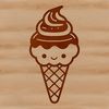 Vector Line Art Dessert Icon A stylized illustration of a colorful ice cream cone made from vector lines.