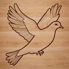 A stylized illustration of a white dove in flight, created as an editable vector graphic.
