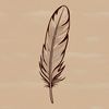 A stylized illustration of a feather made from vector shapes and lines.