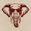 An SVG graphic design featuring a single large elephant animal silhouette.