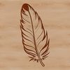 A stylized vector illustration of a single feather with intricate details.