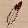 A stylized illustration of a single bird's feather in vector format.