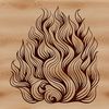 A stylized illustration of a single flame with curved shape and flickering edges, suitable for digital design projects.