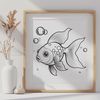 Goldfish in a Tank Clip Art A single goldfish swimming in a rectangular tank.