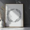 Illustration of a stylized floral wreath created with digital design tools.