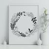 Elegant Digital Floral Wreath Design A digital floral wreath design, suitable for cutting machines like Cricut or laser cutters.