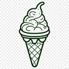 A colorful illustration of a scooped ice cream cone with a variety of toppings.