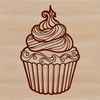 Free SVG Dessert Clip Art A colorful illustration of a single cupcake on a flat surface, with frosting and sprinkles.