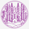 Tree Line Vector Art Design A detailed illustration of a forest landscape featuring various types of trees.