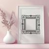 A graphic representation of a picture frame, designed as a vector shape.