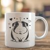 Adorable Guinea Pig Illustration with Love Hearts A small, adorable guinea pig illustrated with love hearts surrounding its face, suitable for personal or commercial projects.