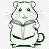 Whimsical Hamster Holding Book A cartoon-style illustration of a hamster holding a book, suitable for use in various designs and projects.