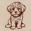 Cute Canine Companion Silhouette A small breed dog with long hair, sitting on its hind legs.