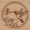 Whimsical Flying Hummingbird Graphics A colorful illustration of a hummingbird in flight, amidst floral patterns.