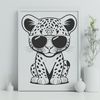 Stylish Big Cat in Shades Vector illustration of a jaguar wearing sunglasses, suitable for digital design and cutting machine projects.